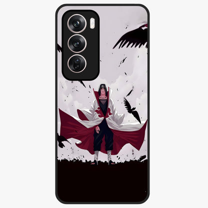 Crimson Crow Ascension Glass Case showing flat back view with mystical crow artwork and glossy glass finish.