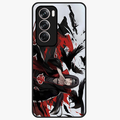 Crimson Crow Illusion Glass Case showing flat back view with artistic crow illusion artwork and glossy glass finish.