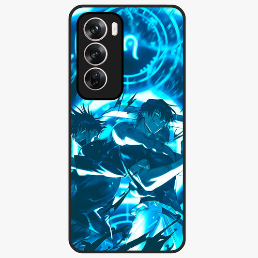 Cursed Energy Clash Glass Case showing flat back view with intense cursed energy artwork and glossy glass finish.