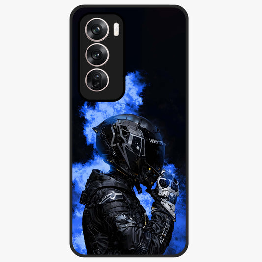 Cyber Sentinel Protocol Glass Case showing flat back view with futuristic cyber themed artwork and glossy glass finish.