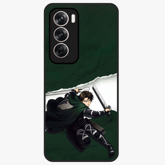 Emerald War Vanguard Glass Case showing flat back view with powerful warrior themed artwork and glossy glass finish.
