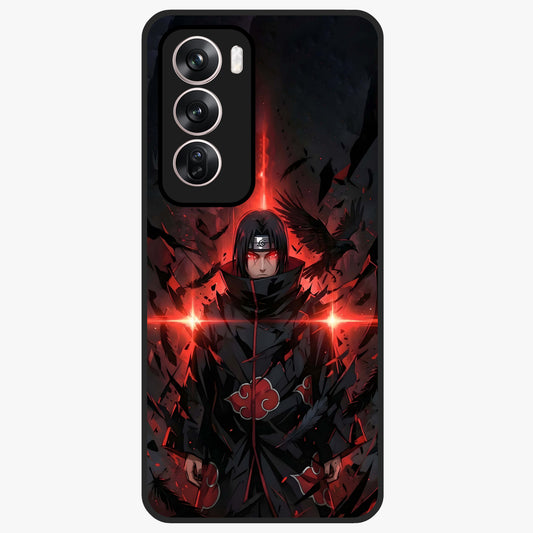 Focused Blade Discipline Glass Case showing flat back view with warrior sword themed artwork and glossy glass finish.