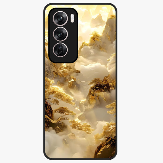 Gates Of Illumination Glass Case showing flat back view with mystical illuminated gate artwork and glossy glass finish.