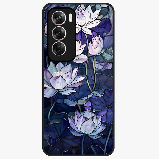 Gloss Petal Rush Glass Case showing flat back view with glossy flower petal artwork and smooth glass finish.