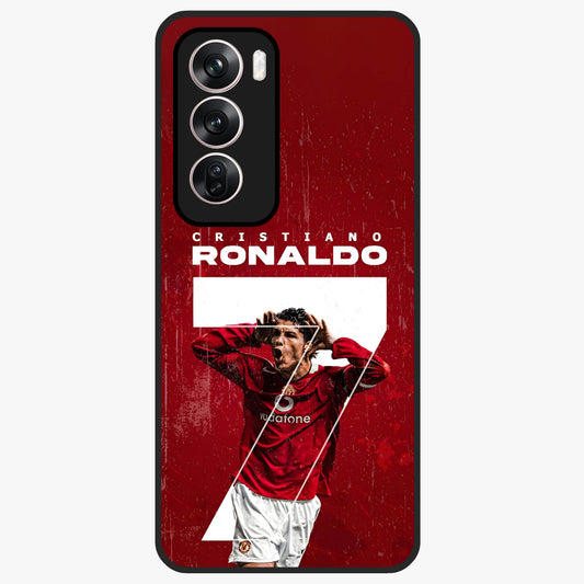 Goal Celebration Legacy Glass Case showing flat back view with football celebration inspired artwork and glossy glass finish.