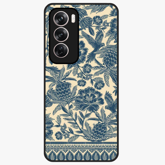 Heirloom Wild Bloom Glass Case showing flat back view with vintage inspired wild flower artwork and glossy glass finish.