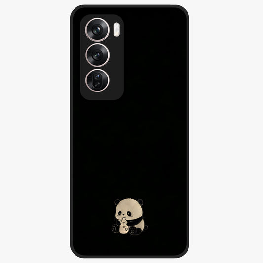 Midnight Panda Love Glass Case showing flat back view with cute panda themed artwork and glossy glass finish.