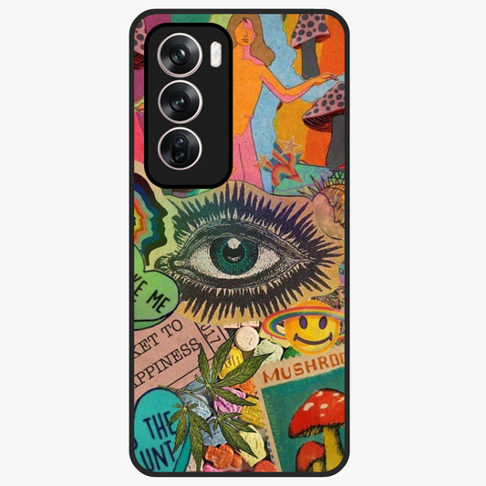 Mystic Eye Wonderland Glass Case showing flat back view with mystical eye themed artwork and glossy glass finish.