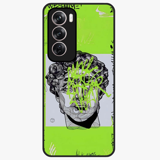 Neo Graffiti Rebellion Glass Case showing flat back view with vibrant graffiti artwork and glossy glass finish.