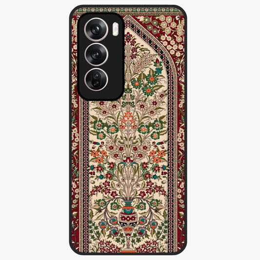 Persian Inspired Glass Case showing flat back view with ornate Persian style pattern artwork and glossy glass finish.
