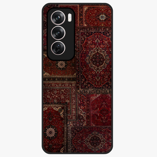 Persian Velvet Tale Glass Case showing flat back view with luxurious Persian velvet pattern artwork and glossy glass finish.