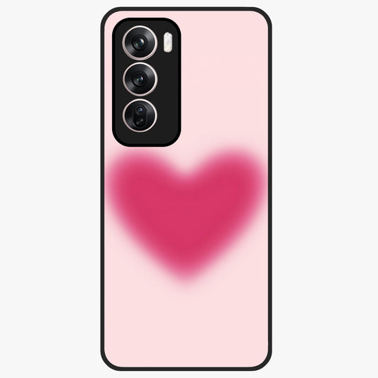 Pink Aura Heart Glass Case showing flat back view with glowing heart artwork and glossy glass finish.