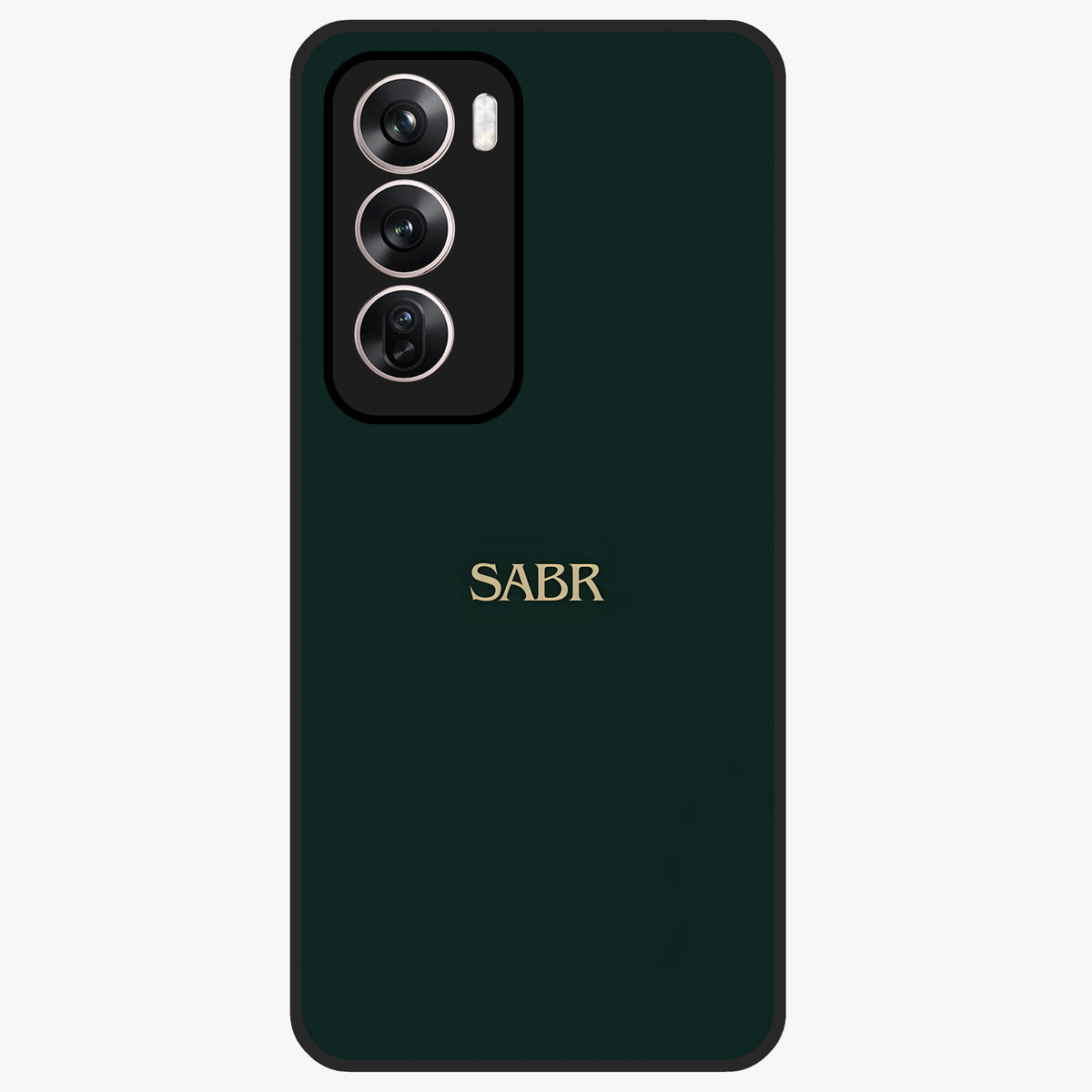 Sabr Minimal Patience Glass Case showing flat back view with minimalist typography artwork and glossy glass finish.