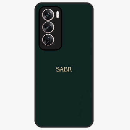 Sabr Minimal Patience Glass Case showing flat back view with minimalist typography artwork and glossy glass finish.