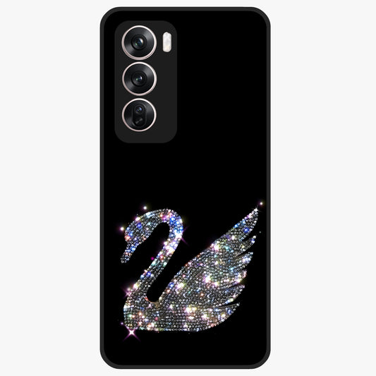 Starlit Swan Grace Glass Case showing flat back view with graceful swan artwork under starry sky and glossy glass finish.
