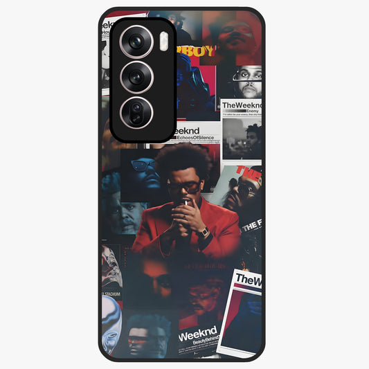 The Weeknd Glass Case showing flat back view with music inspired artistic portrait artwork and glossy glass finish.