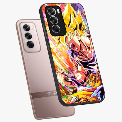 Firing Goku Glass Case displayed in angled mockup highlighting dynamic anime character design with action aesthetic.