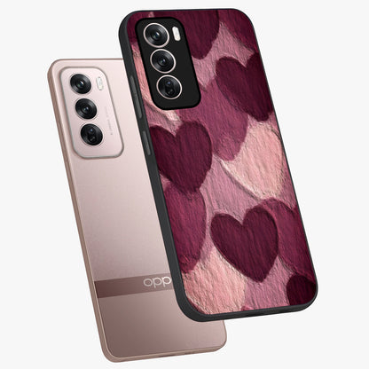 Layered Paper Hearts Glass Case displayed in angled mockup highlighting creative paper craft heart design with romantic aesthetic.