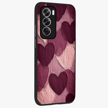 Layered Paper Hearts Glass Case upright view showcasing decorative layered heart artwork with sweet love theme.