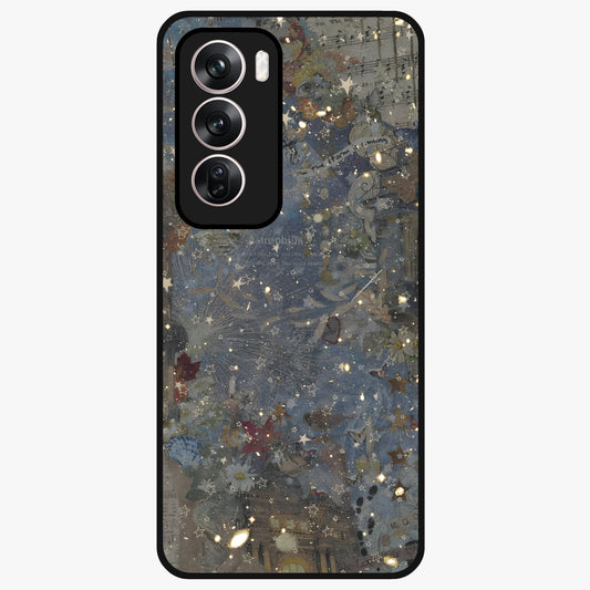 Aesthetic Astrolophia Glass Case showing flat back view with dreamy aesthetic design and glossy glass finish.