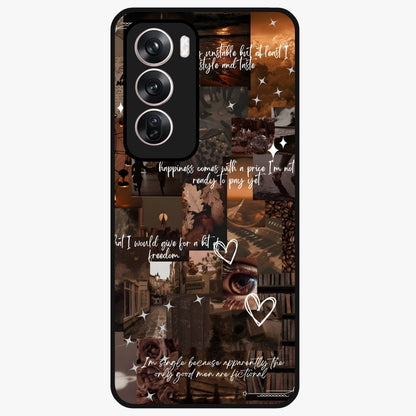 Bittersweet Aesthetic Chaos Glass Case showing flat back view with artistic chaotic aesthetic design and glossy glass finish.
