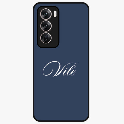 Blue Background Personalized Custom Name Glass Case showing flat back view with minimal blue background and custom name design.