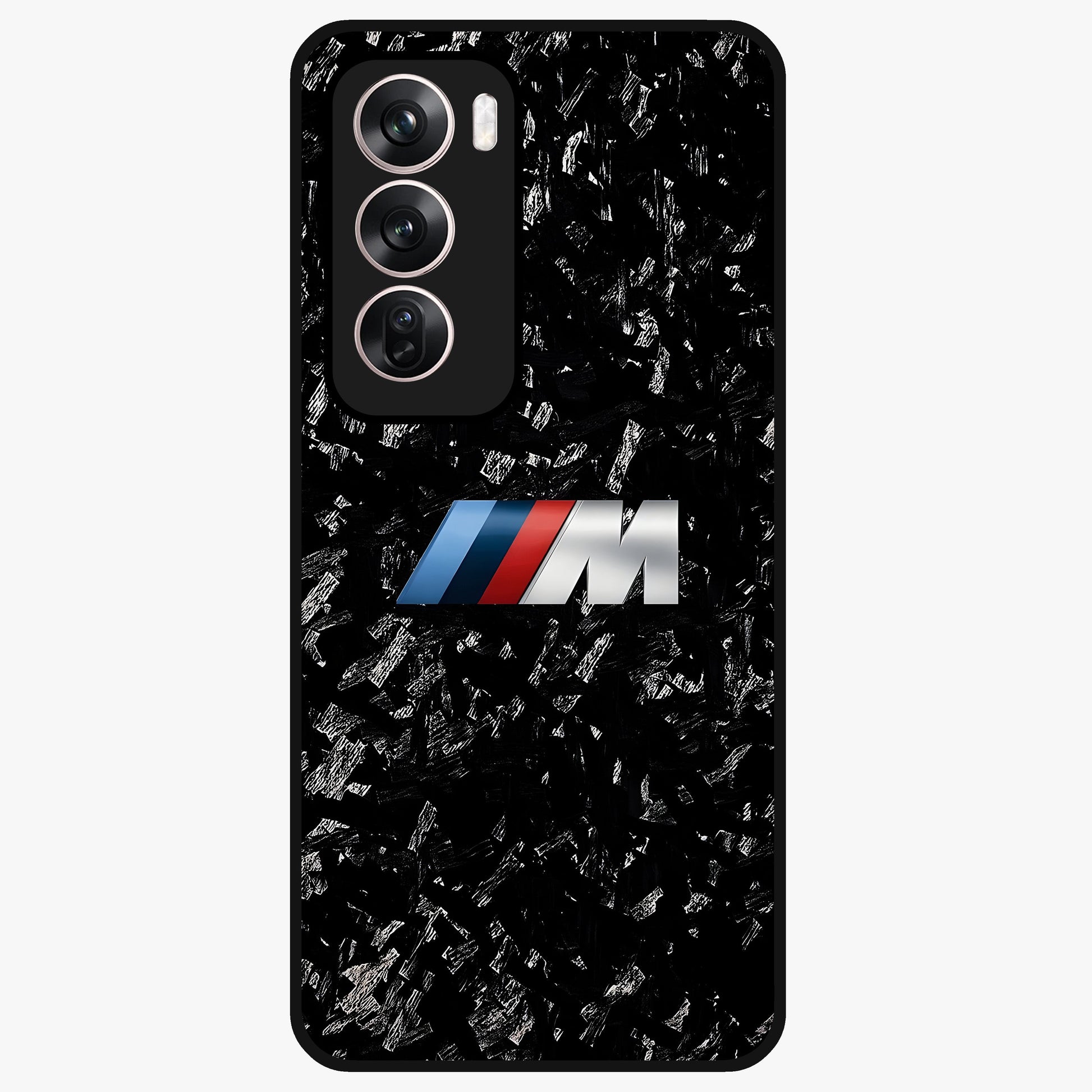 Carbon Speed Mark Glass Case showing flat back view with sporty carbon pattern artwork and glossy glass finish.