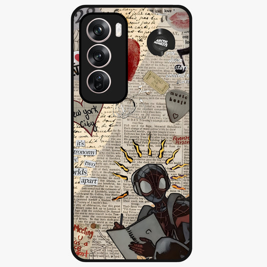 City Dream Sketch Glass Case showing flat back view with artistic city skyline sketch artwork and glossy glass finish.