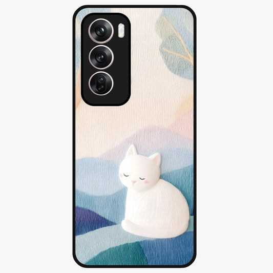 Cotton Dream Cat Glass Case showing flat back view with soft dreamy cat artwork and glossy glass finish.