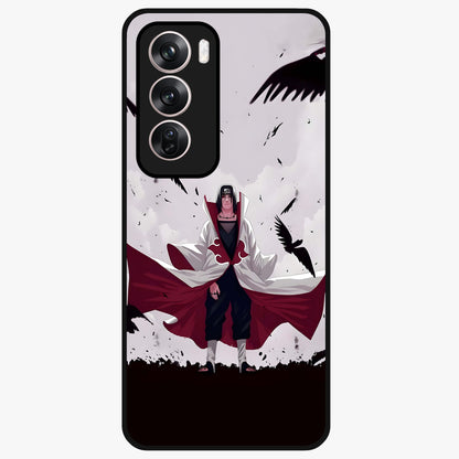 Crimson Crow Ascension Glass Case showing flat back view with mystical crow artwork and glossy glass finish.