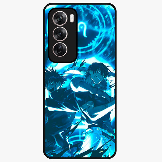 Cursed Energy Clash Glass Case showing flat back view with intense cursed energy artwork and glossy glass finish.