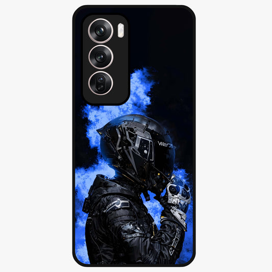 Cyber Sentinel Protocol Glass Case showing flat back view with futuristic cyber themed artwork and glossy glass finish.