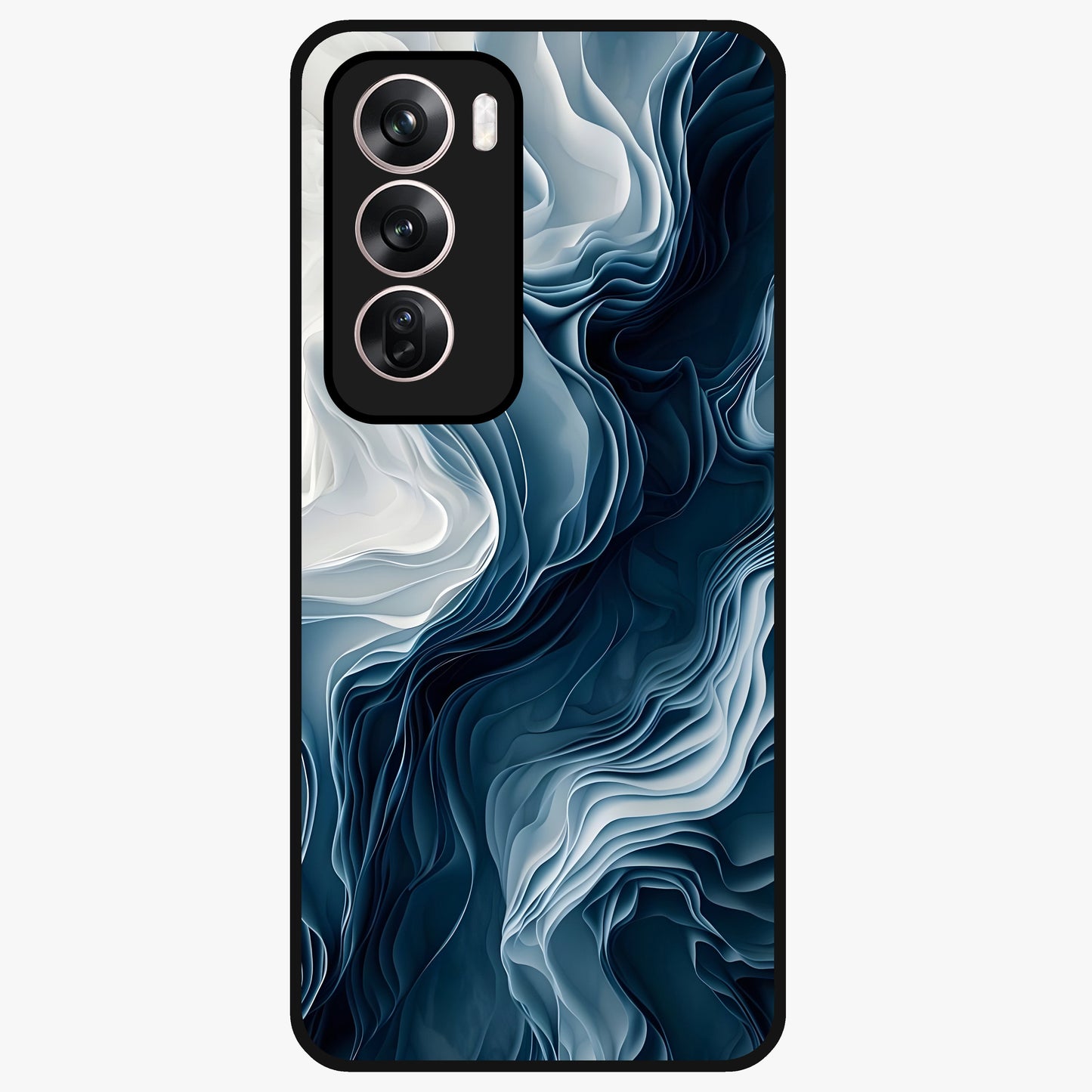 Ethereal Paper Marble Glass Case showing flat back view with soft marble paper texture artwork and glossy glass finish.