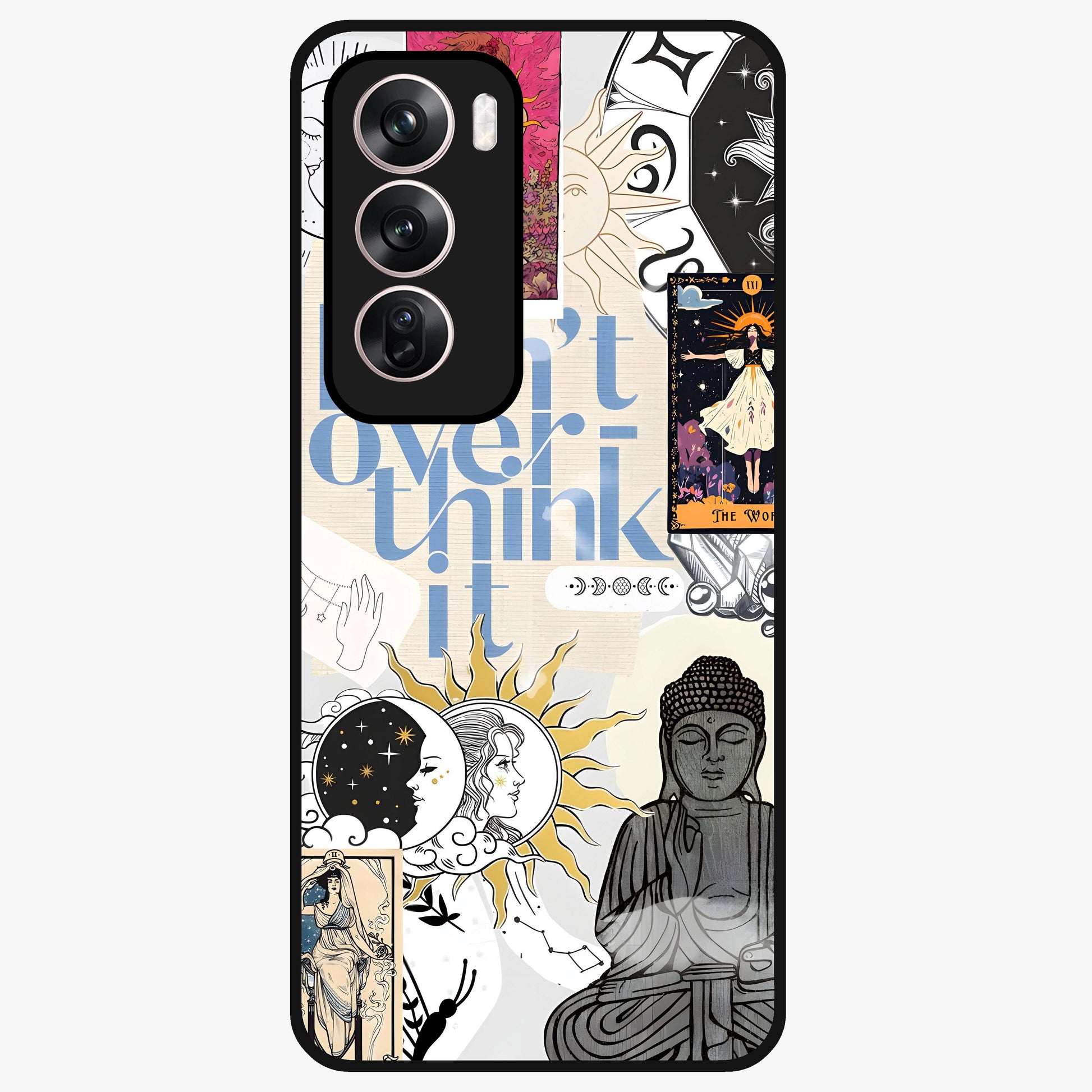 Ethereal Thoughts Glass Case showing flat back view with dreamy artistic artwork and glossy glass finish.