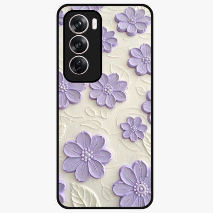 Floral Wall Art With Purple Flowers Glass Case showing flat back view with purple flower artwork and glossy glass finish.