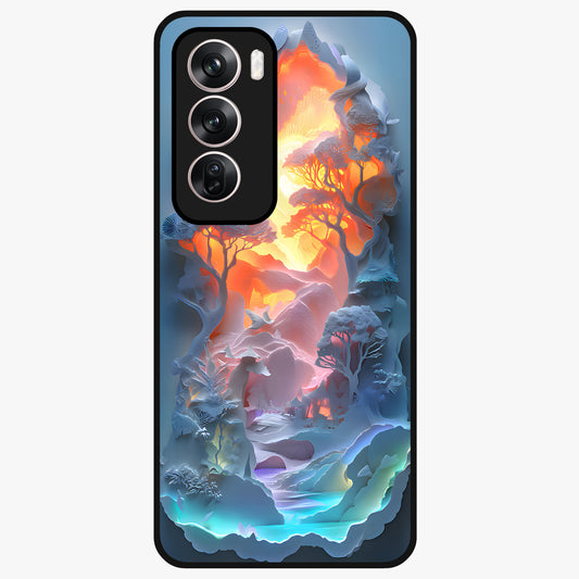 Glow Forest Portal Glass Case showing flat back view with glowing forest portal artwork and glossy glass finish.