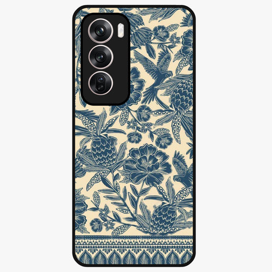 Heirloom Wild Bloom Glass Case showing flat back view with vintage inspired wild flower artwork and glossy glass finish.