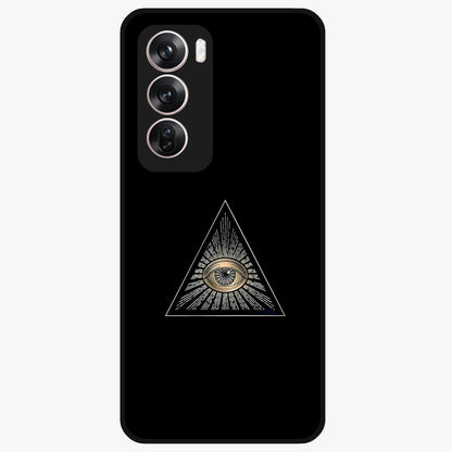 Illuminati Evil Glass Case showing flat back view with mysterious illuminati symbol artwork and glossy glass finish.