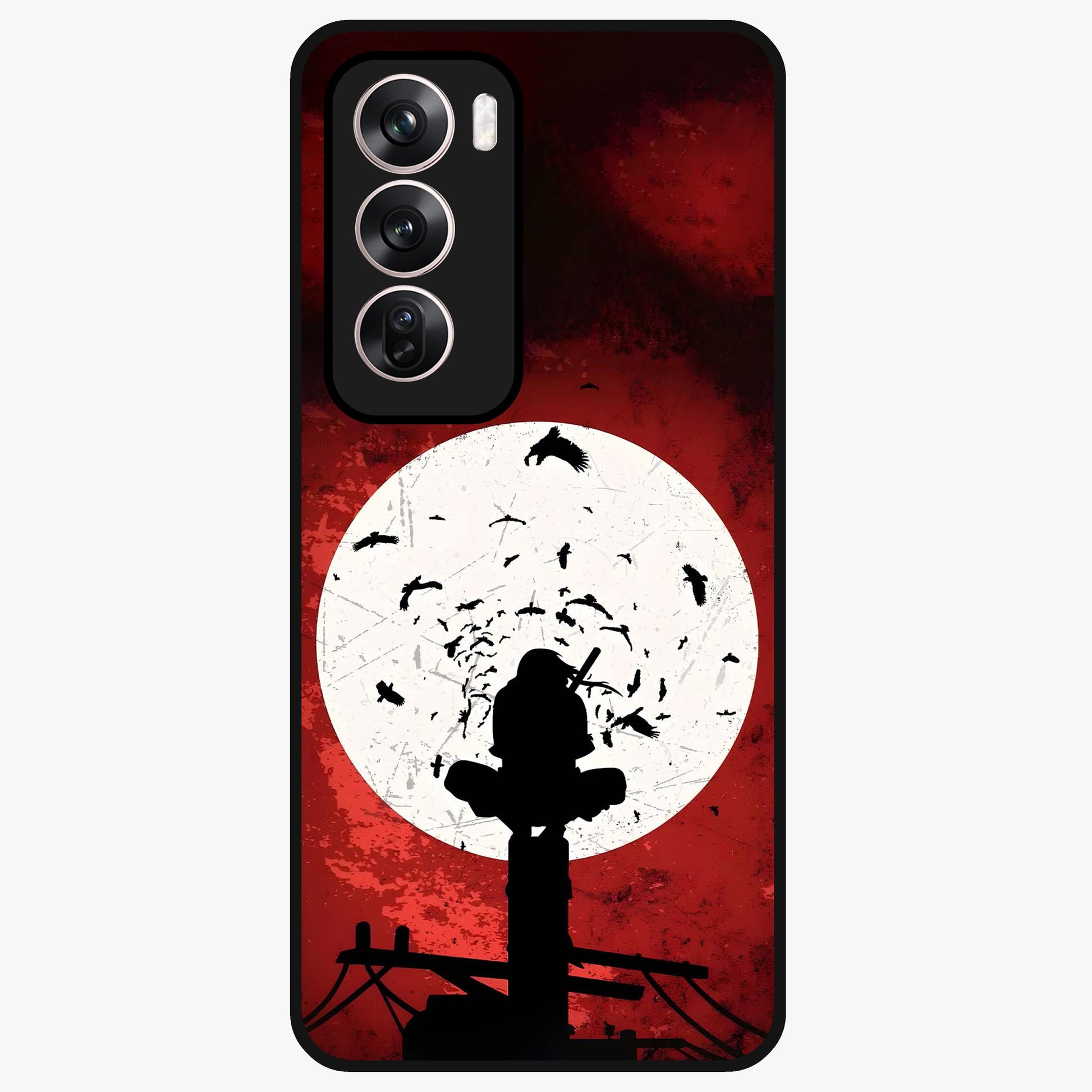 Itachi Limited Edition Naruto Anime Glass Case showing flat back view with iconic anime character artwork and glossy glass finish.