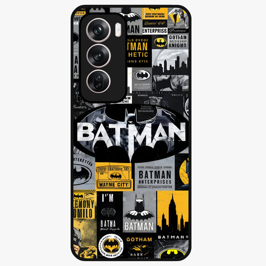 Knight Gotham Rise Glass Case showing flat back view with dark hero inspired artwork and glossy glass finish.