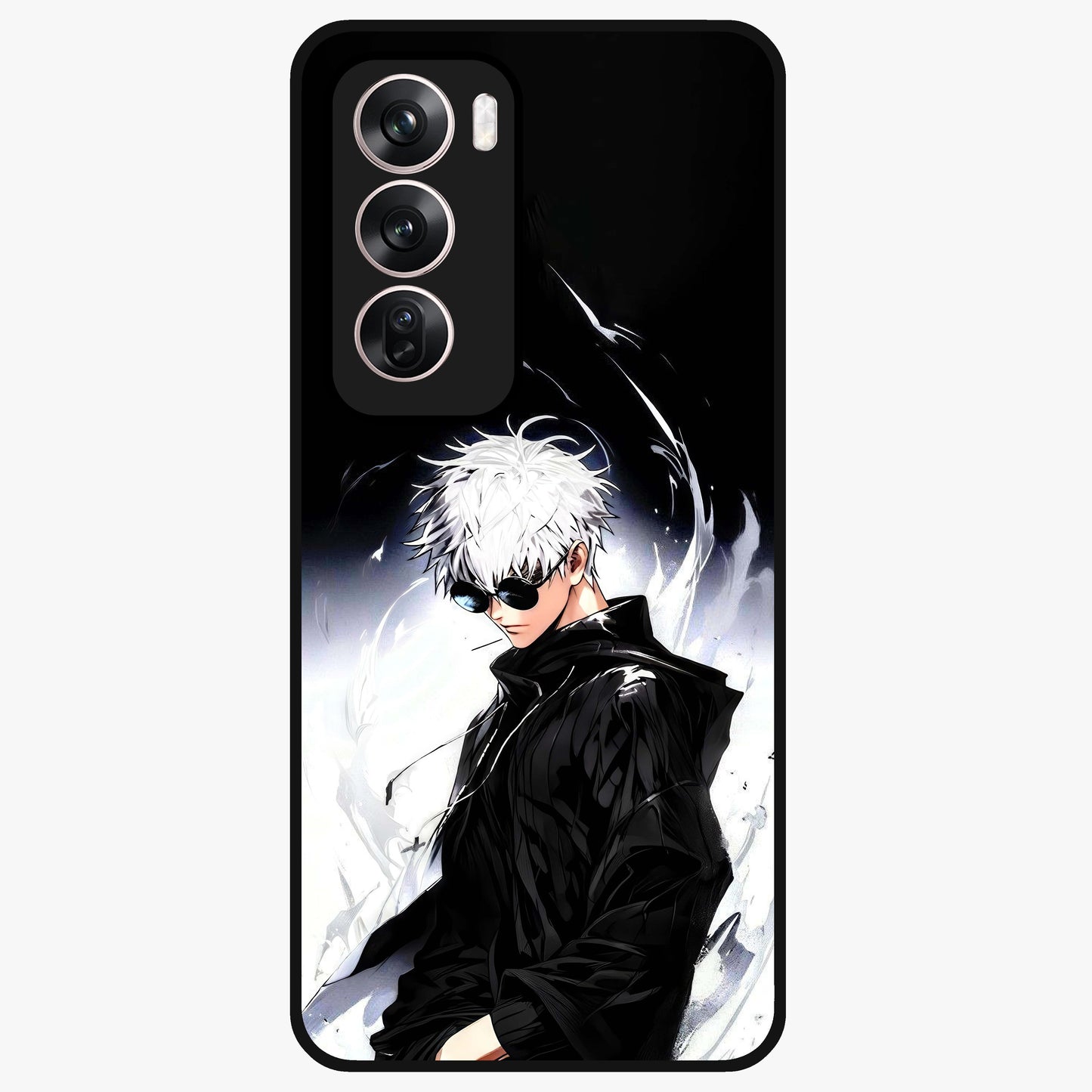Limitless Shadow King Glass Case showing flat back view with powerful shadow warrior artwork and glossy glass finish.