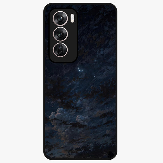 Lunar Veil Silence Glass Case showing flat back view with mystical moon veil artwork and glossy glass finish.