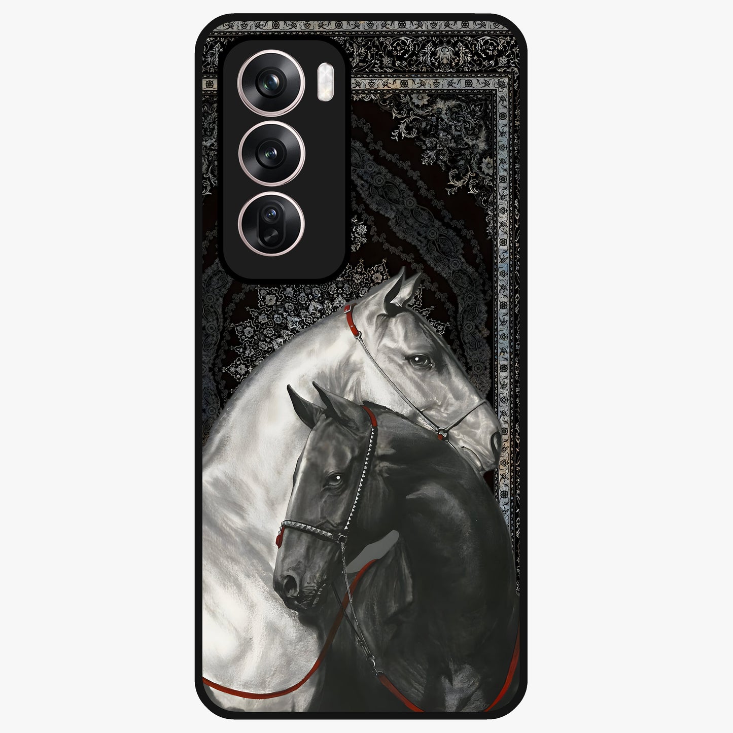 Majestic Ride Legacy Glass Case showing flat back view with powerful automotive inspired artwork and glossy glass finish.