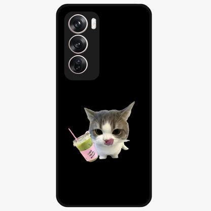Matcha Cat Style Glass Case showing flat back view with cute matcha themed cat artwork and glossy glass finish.