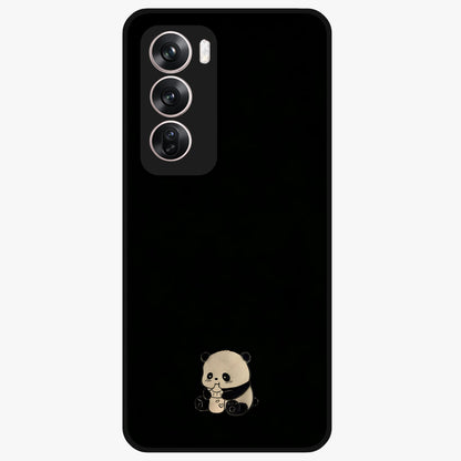 Midnight Panda Love Glass Case showing flat back view with cute panda themed artwork and glossy glass finish.