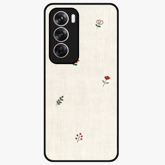 Minimal Petal Whispers Glass Case showing flat back view with soft minimal floral artwork and glossy glass finish.