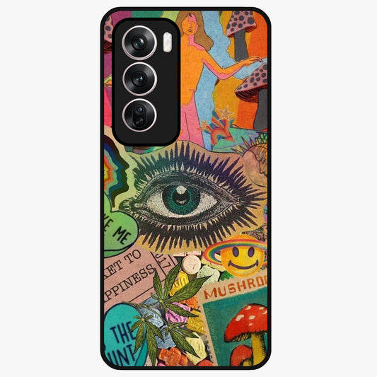 Mystic Eye Wonderland Glass Case showing flat back view with mystical eye themed artwork and glossy glass finish.