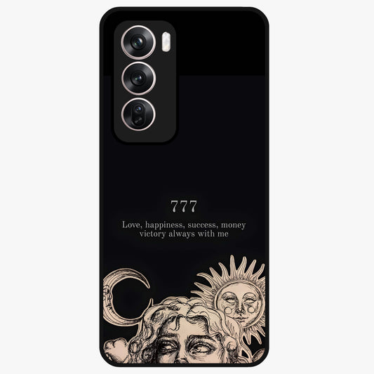 Mystic Victory Aura Glass Case showing flat back view with victory symbol artwork and glossy glass finish.