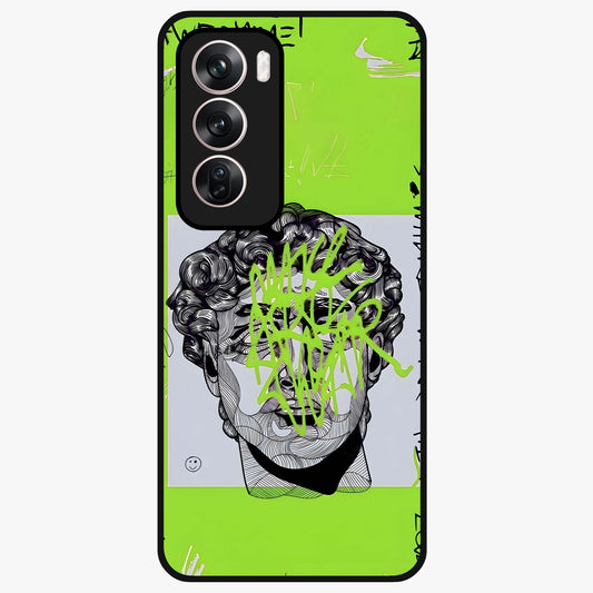 Neo Graffiti Rebellion Glass Case showing flat back view with vibrant graffiti artwork and glossy glass finish.