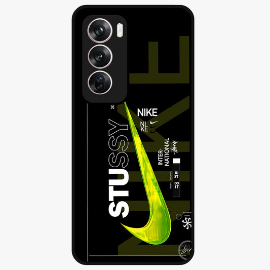 Neon Street Edition Glass Case showing flat back view with neon street style artwork and glossy glass finish.